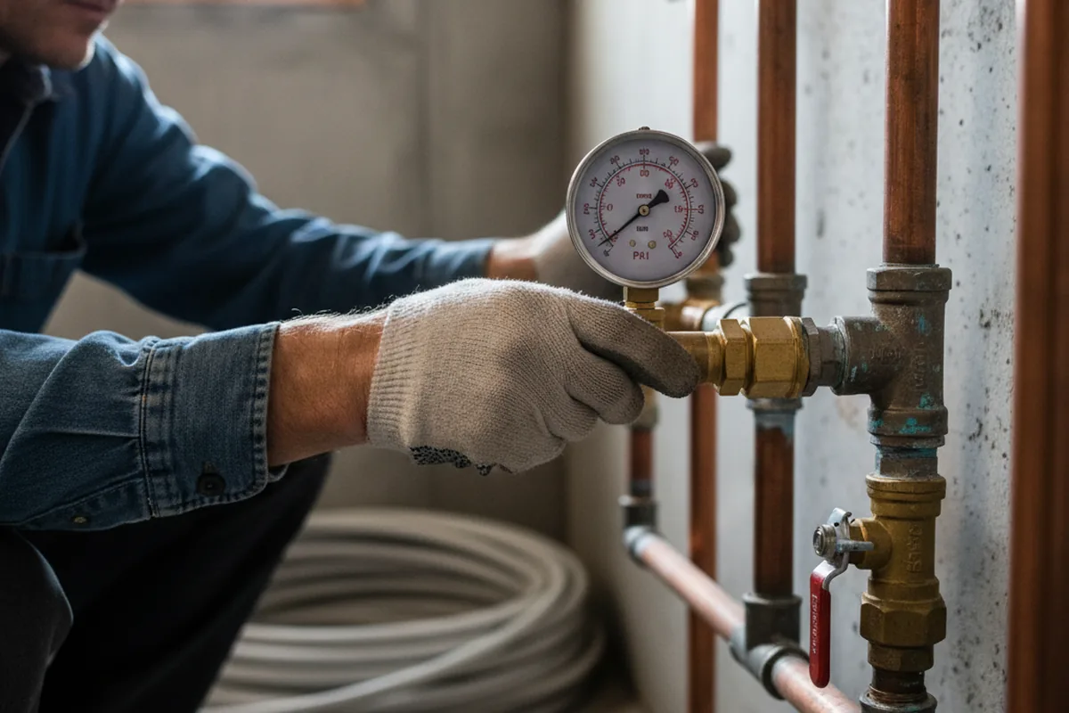 Pressure testing a repaired line during Water Line Repair in Clermont